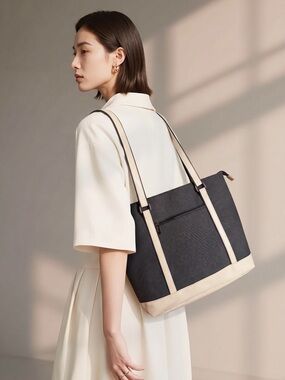 NWOT Mosiso Black and Cream Laptop Bag